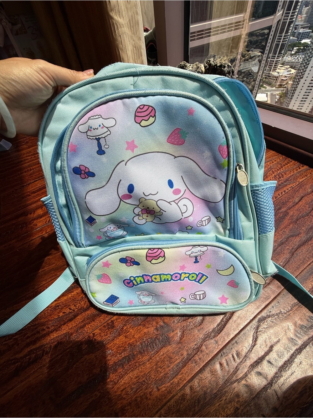 Sanrio Cinnamoroll mini Kids Backpack - Mint Blue with Pastel Accents
